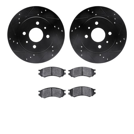 Dynamic Friction Company Front Brake Rotors Drilled and Slotted Black with 5000 Advanced Brake Pads - 8502-53001